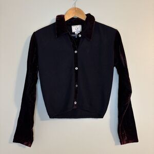 Women’s Velvet Collar Sleeve Button Down Cardigan S Steampunk Goth Punk Renfaire